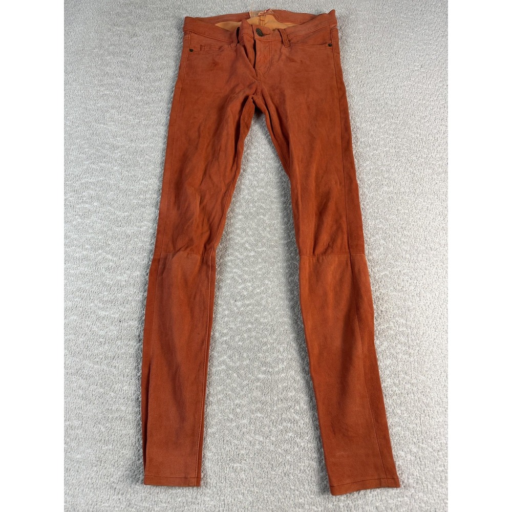 Current/Elliott‎ Leather Pants Womens 2 Rust Skinny 5-Pocket Lined 1354-0010